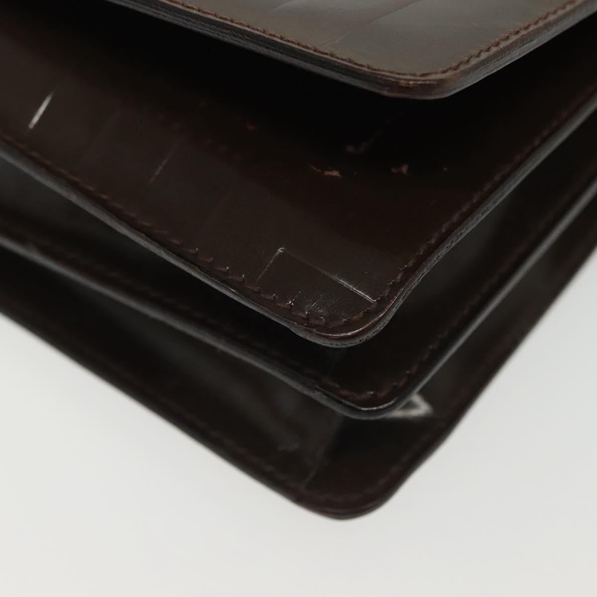 PRADA Shoulder Bag Leather Brown Silver Auth gh677