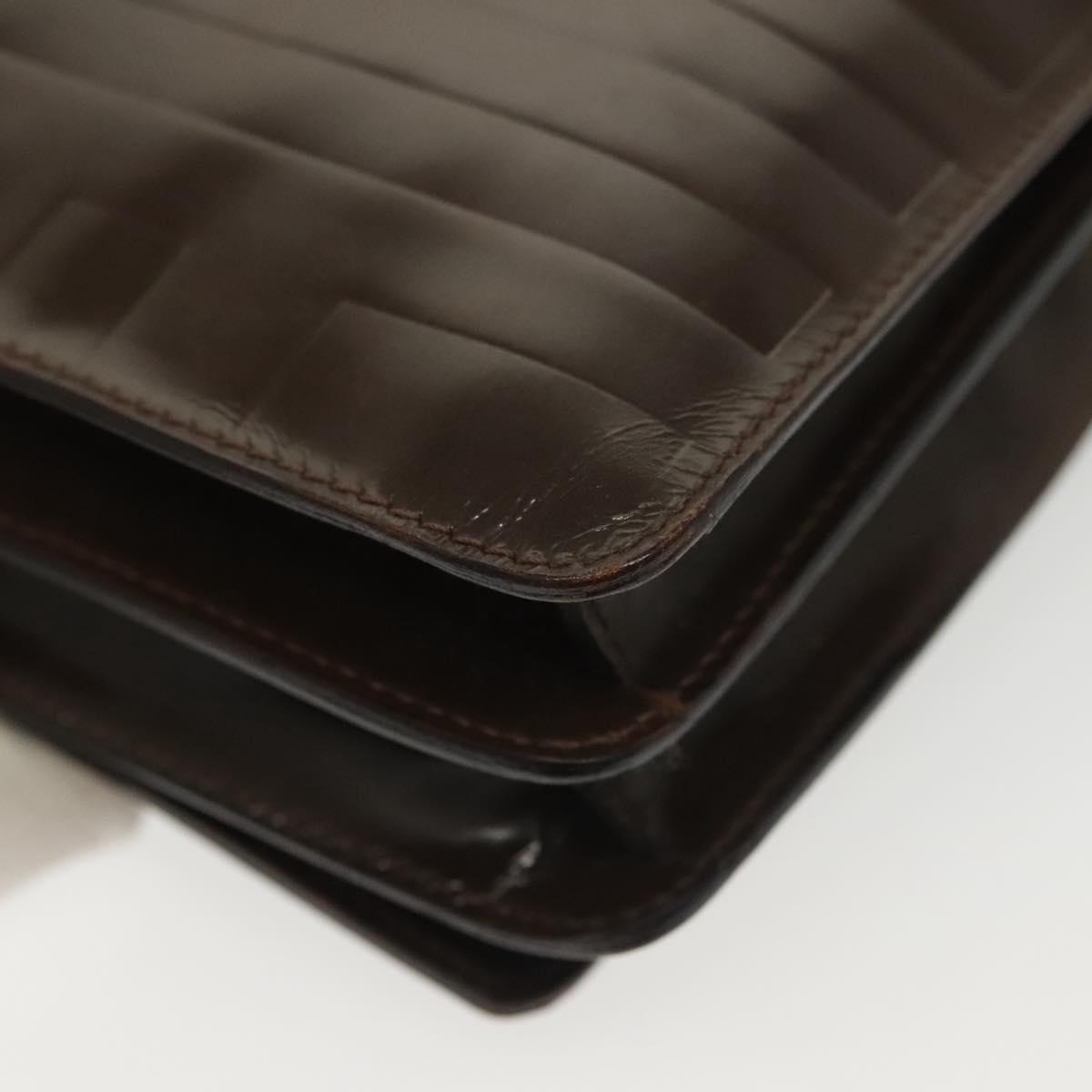 PRADA Shoulder Bag Leather Brown Silver Auth gh677