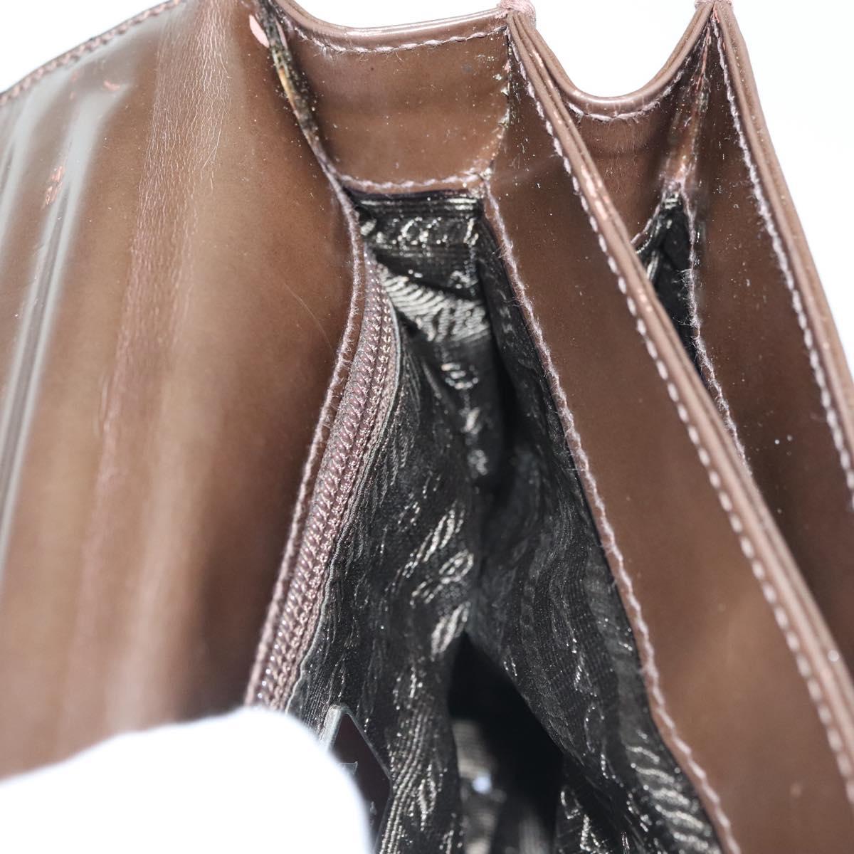 PRADA Shoulder Bag Leather Brown Silver Auth gh677