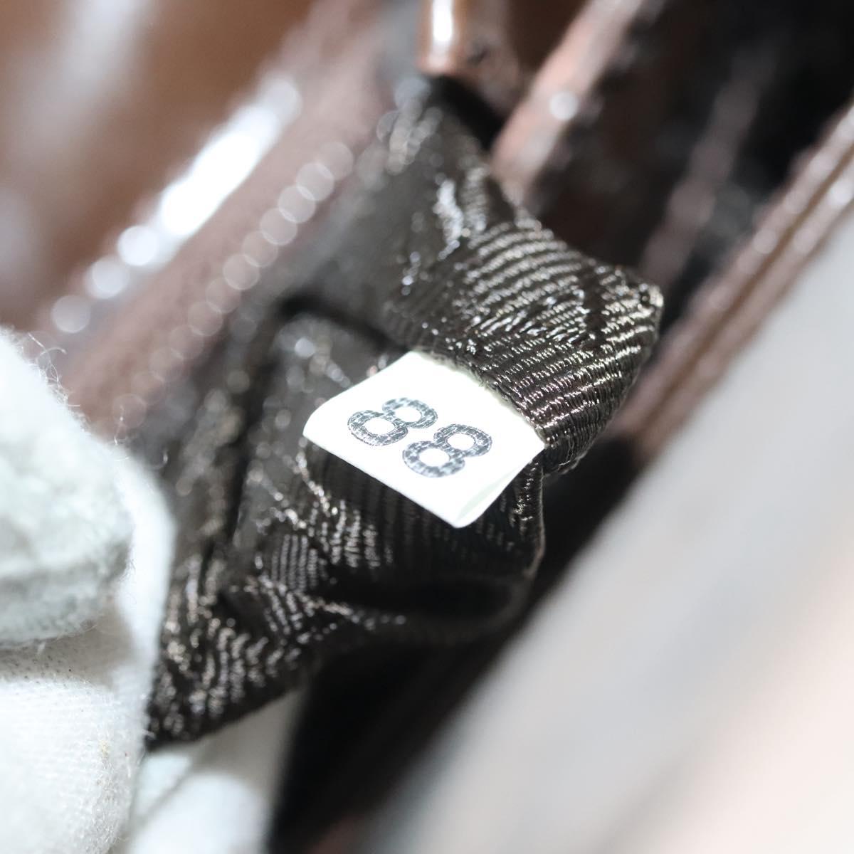 PRADA Shoulder Bag Leather Brown Silver Auth gh677