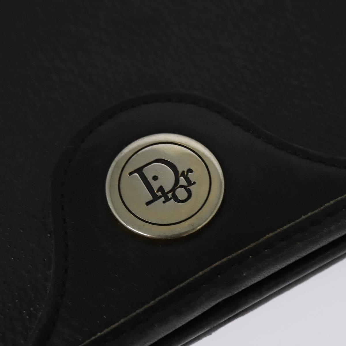 Christian Dior Honeycomb Canvas Chain Shoulder Bag PVC Black Gold Auth gh680