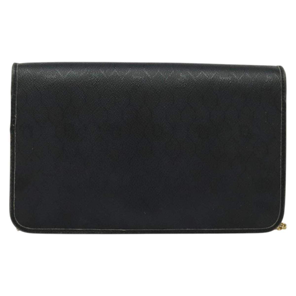 Christian Dior Honeycomb Canvas Chain Shoulder Bag PVC Black Gold Auth gh680