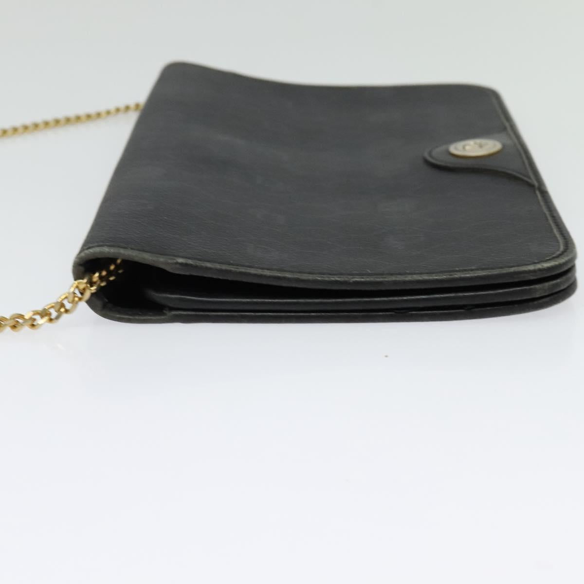 Christian Dior Honeycomb Canvas Chain Shoulder Bag PVC Black Gold Auth gh680