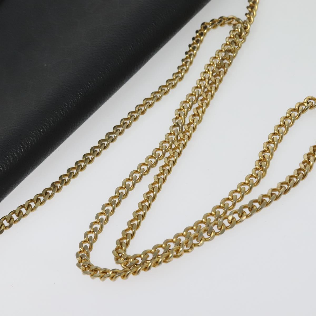 Christian Dior Honeycomb Canvas Chain Shoulder Bag PVC Black Gold Auth gh680