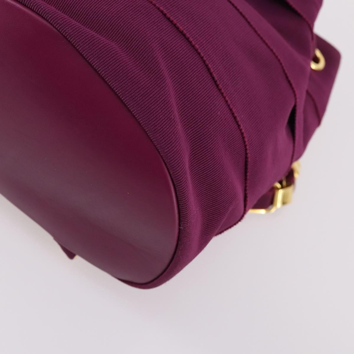 Salvatore Ferragamo Chain Backpack Canvas Purple Gold Auth gh681