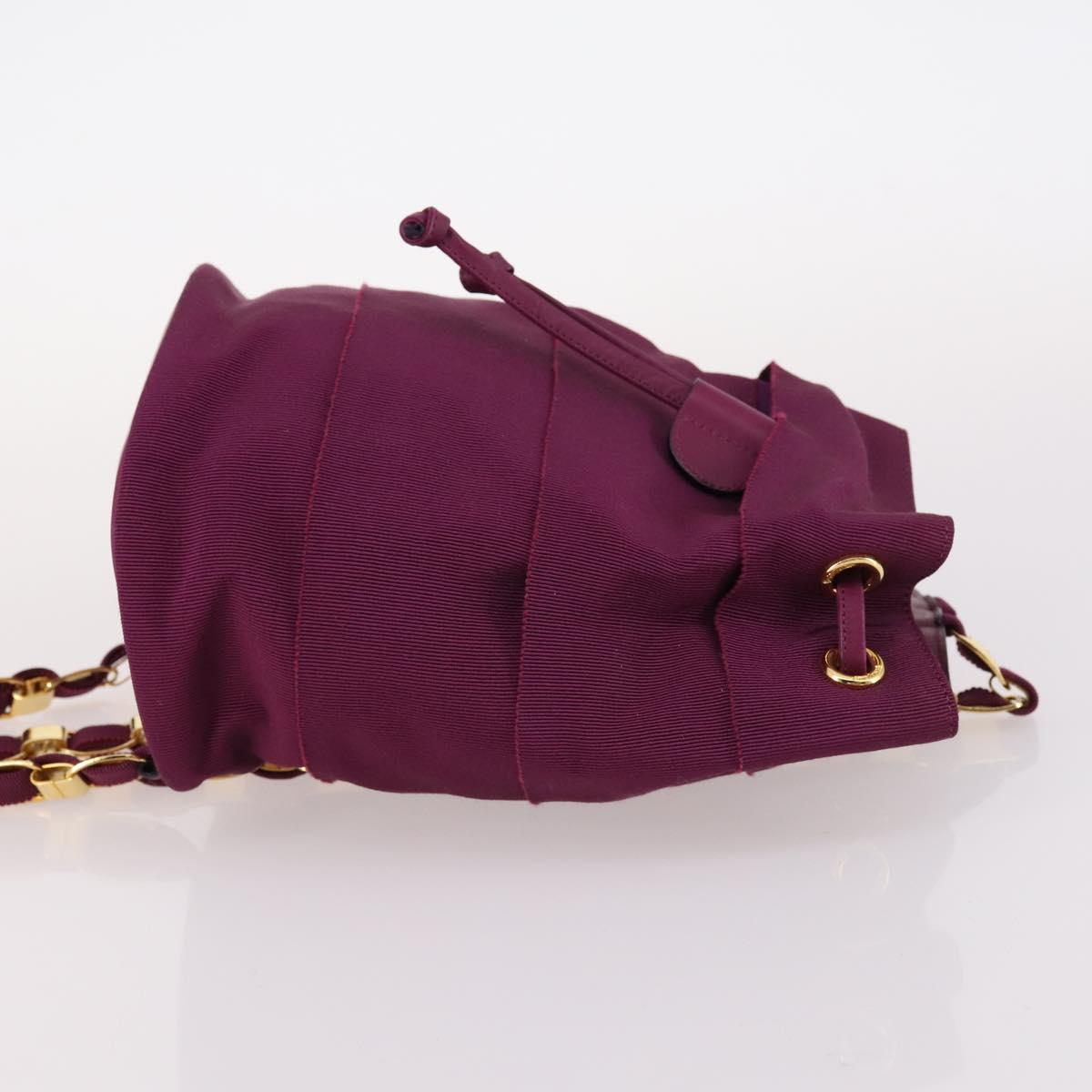 Salvatore Ferragamo Chain Backpack Canvas Purple Gold Auth gh681