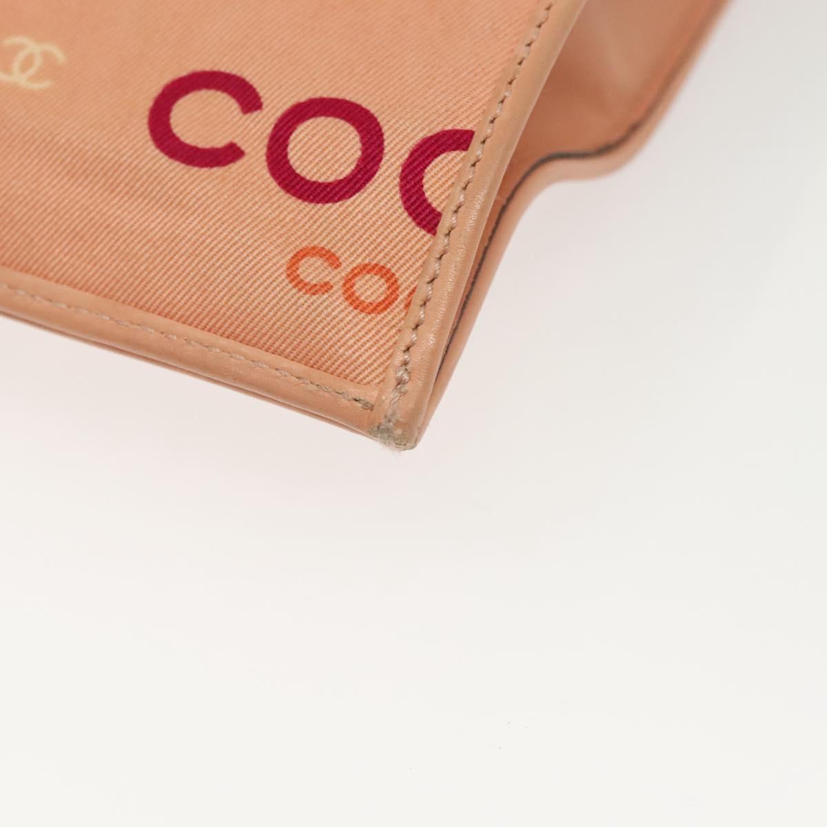 CHANEL Tote Bag Canvas Pink Gold CC Auth gh685