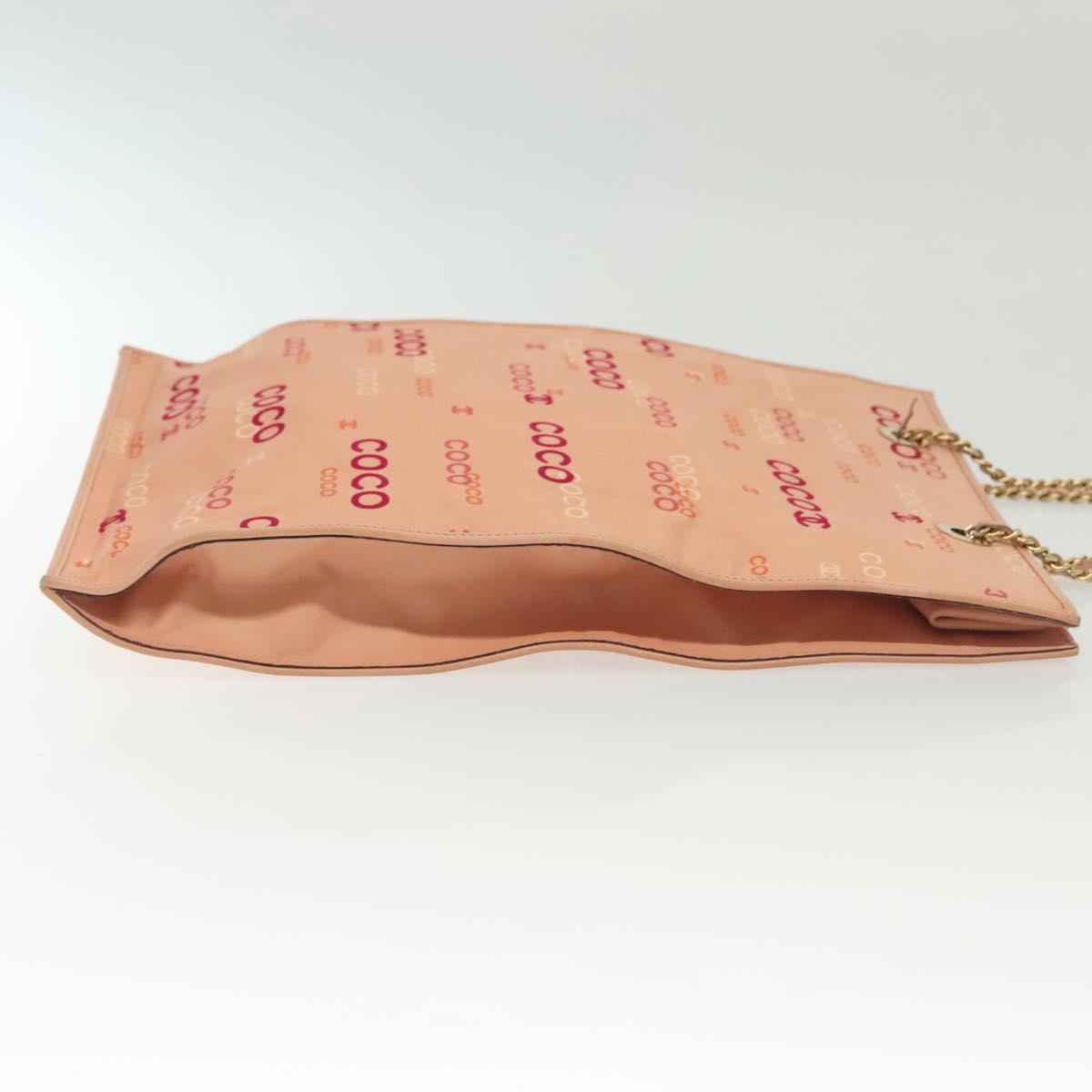 CHANEL Tote Bag Canvas Pink Gold CC Auth gh685