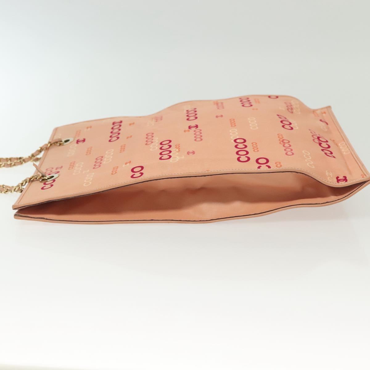 CHANEL Tote Bag Canvas Pink Gold CC Auth gh685