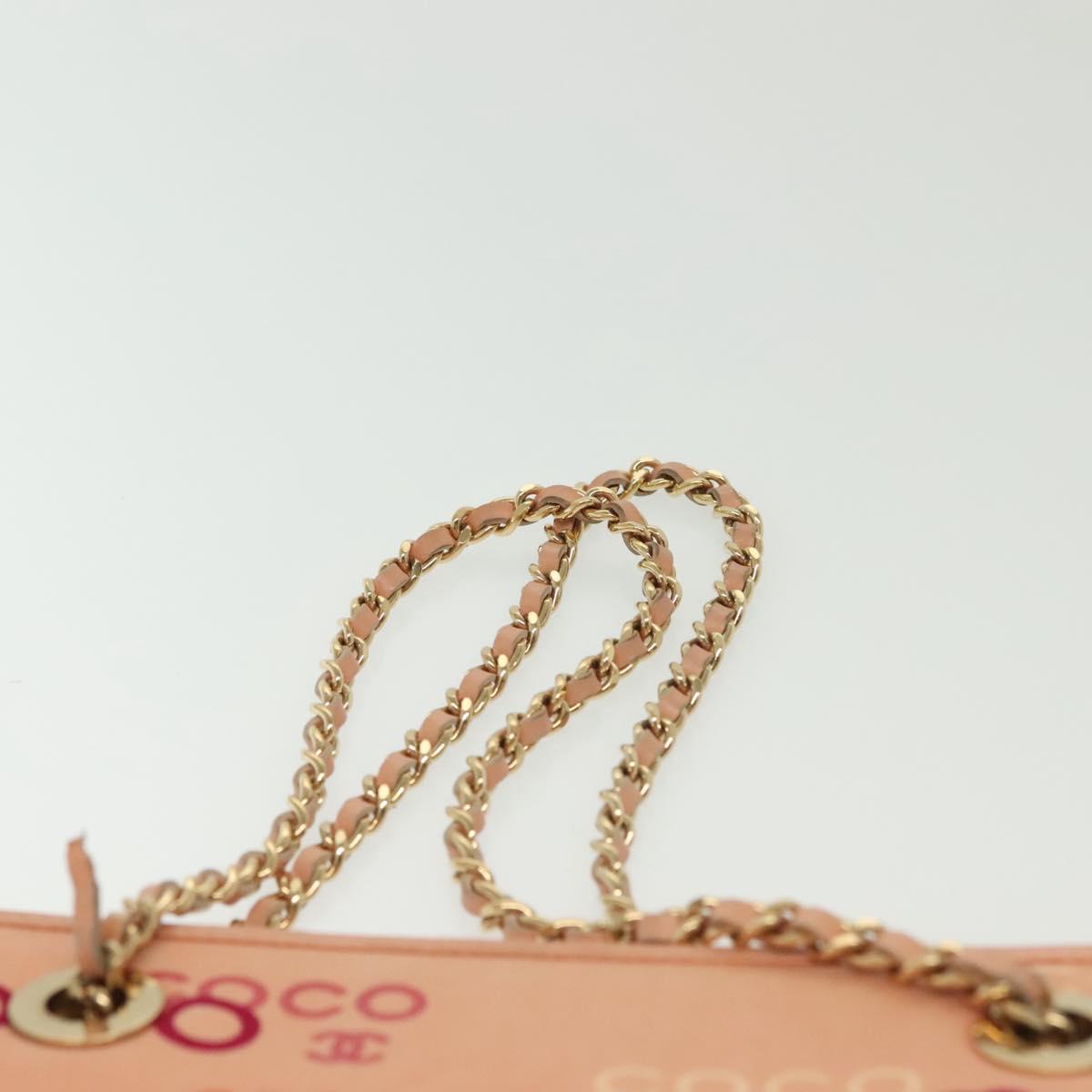 CHANEL Tote Bag Canvas Pink Gold CC Auth gh685