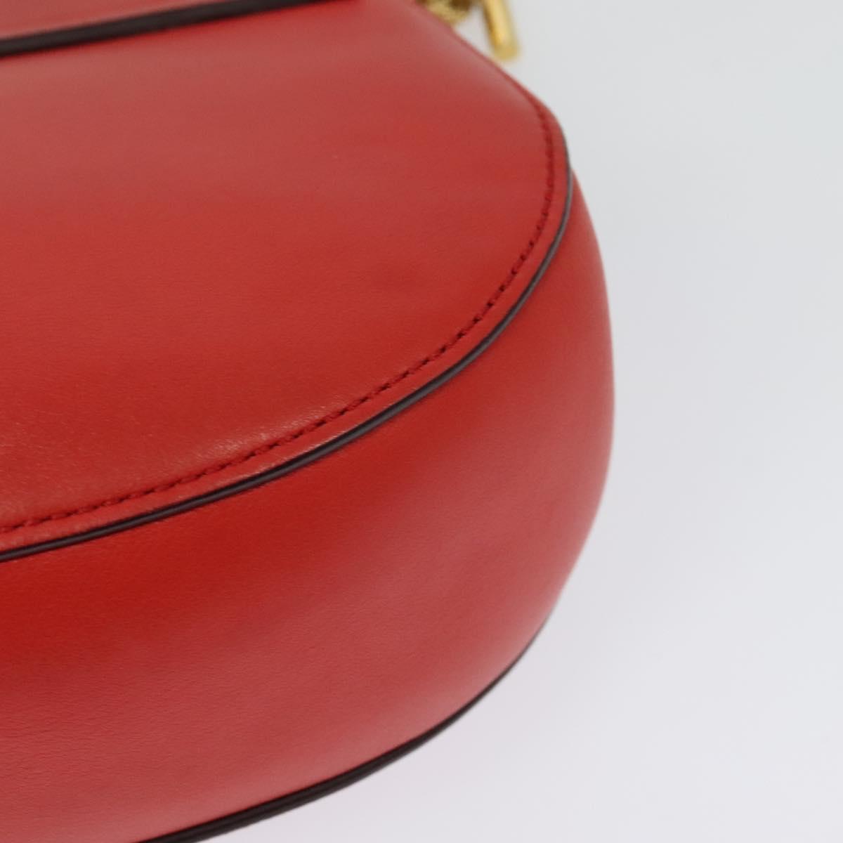 Chloe Chain Drew Shoulder Bag Suede Leather Red Gold Auth gh688