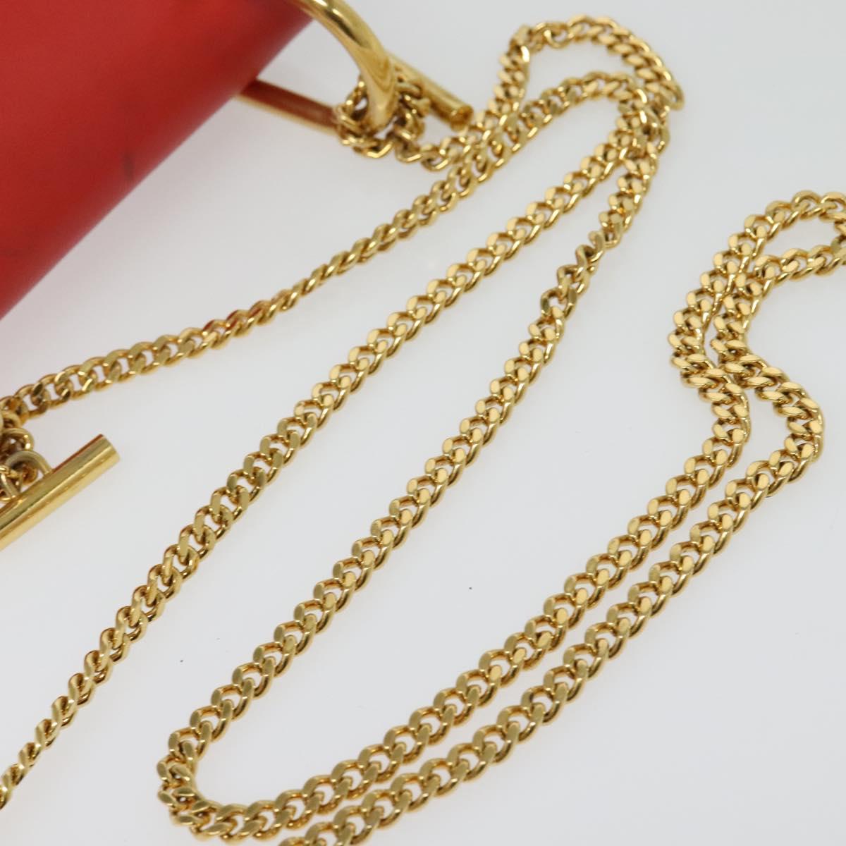 Chloe Chain Drew Shoulder Bag Suede Leather Red Gold Auth gh688