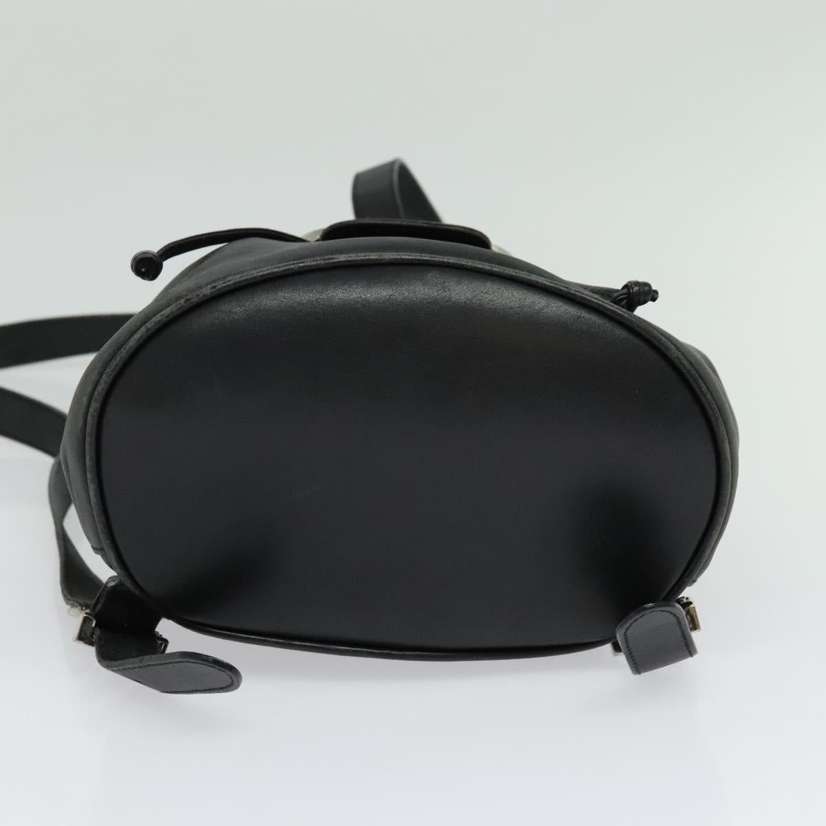 Salvatore Ferragamo Gancini Backpack Leather Black Silver Auth gh705