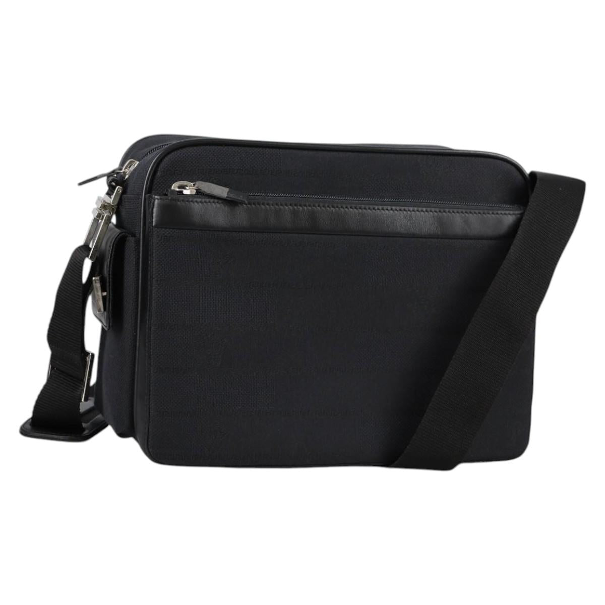 Gianni Versace Shoulder Bag Canvas Black Silver Auth gh707