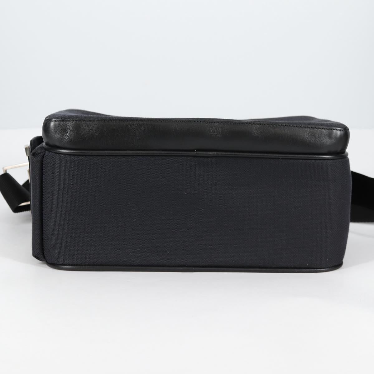 Gianni Versace Shoulder Bag Canvas Black Silver Auth gh707