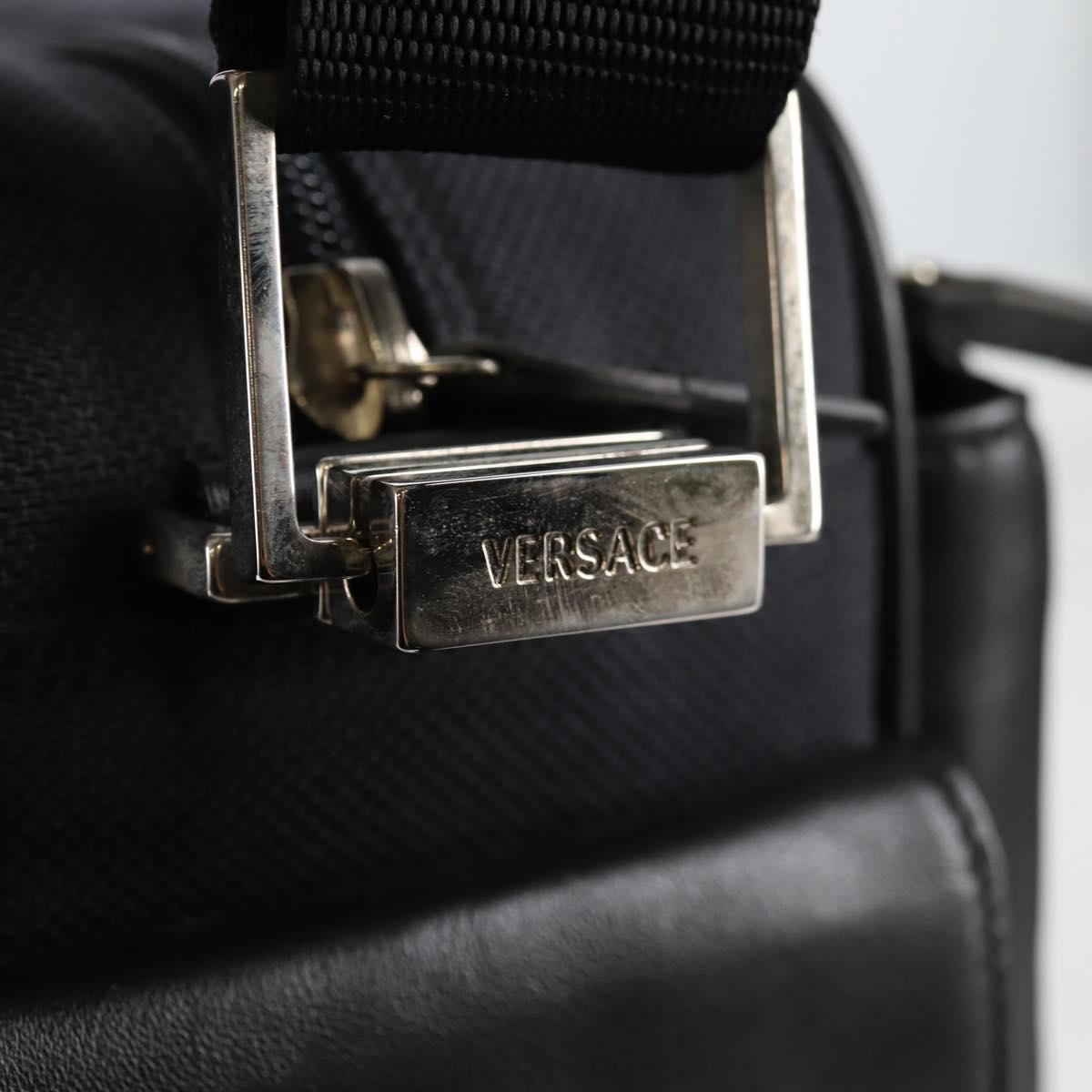 Gianni Versace Shoulder Bag Canvas Black Silver Auth gh707
