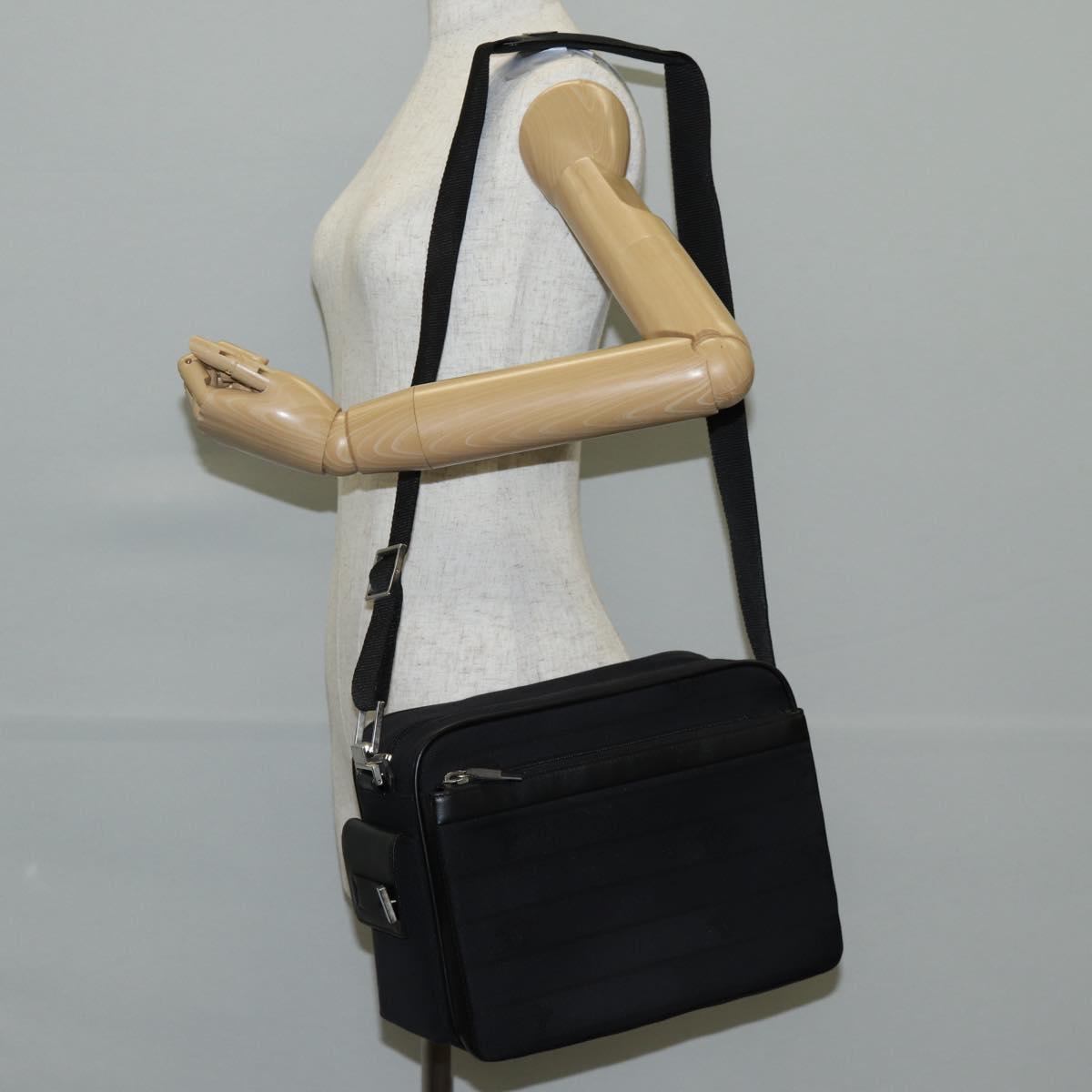 Gianni Versace Shoulder Bag Canvas Black Silver Auth gh707