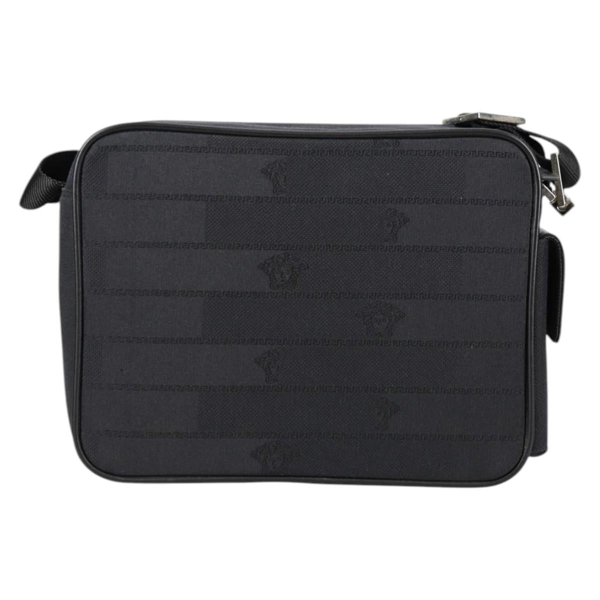 Gianni Versace Shoulder Bag Canvas Black Silver Auth gh707