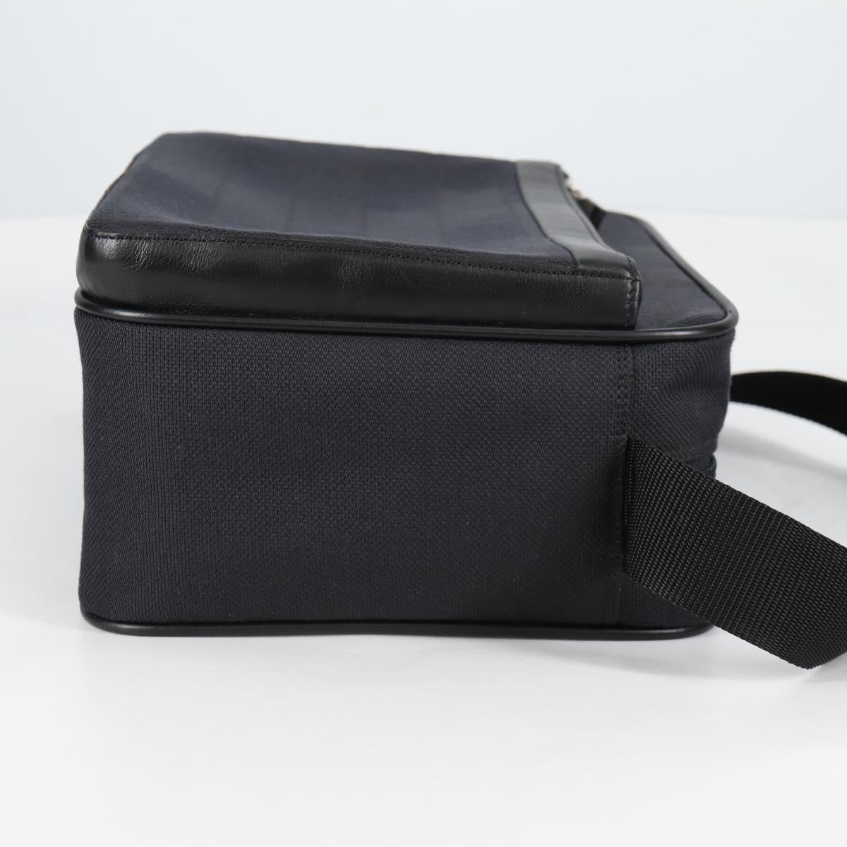 Gianni Versace Shoulder Bag Canvas Black Silver Auth gh707
