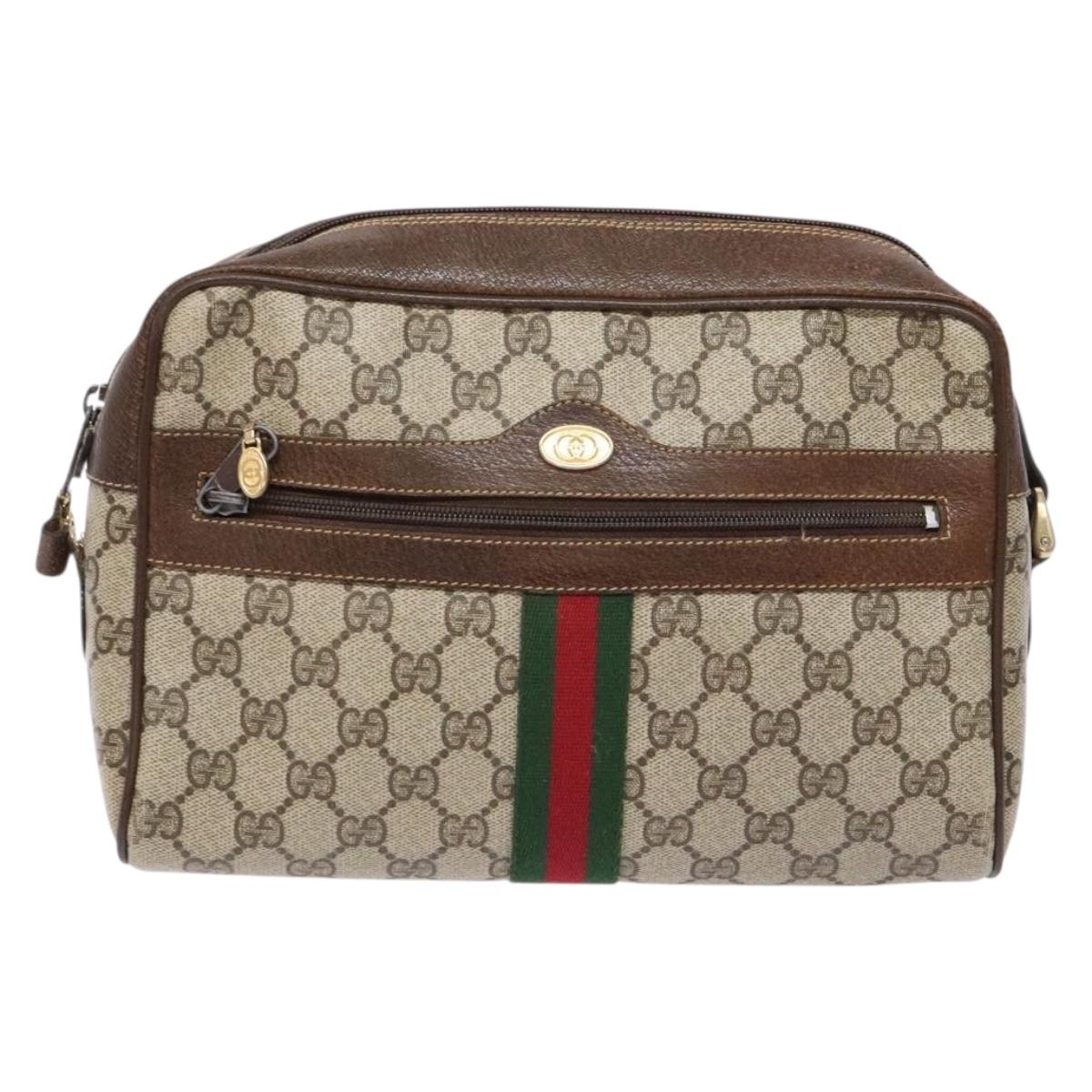 GUCCI GG Supreme Web Sherry Line Shoulder Bag PVC Beige 001 4071 5 Auth gh717