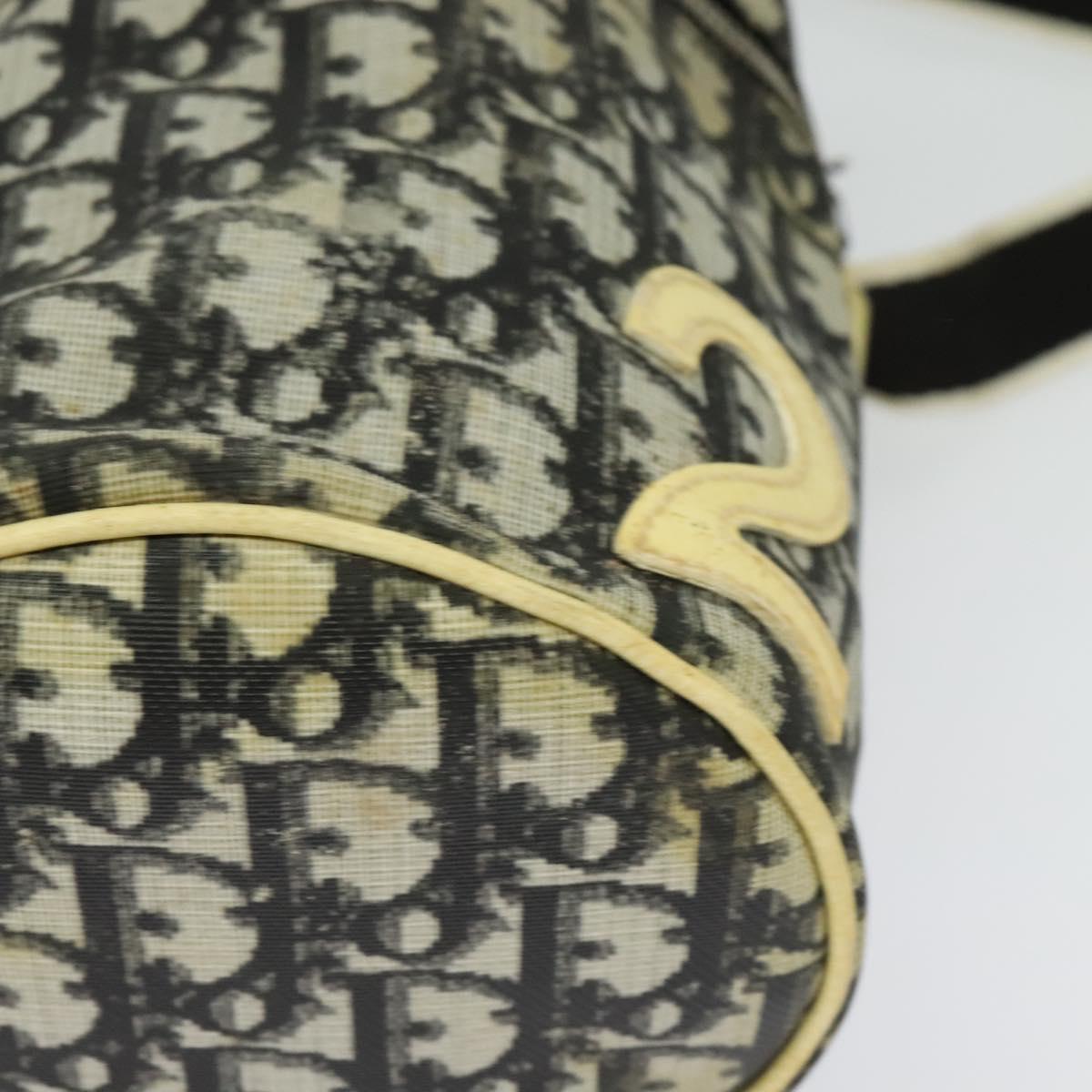 Christian Dior Trotter Canvas Shoulder Bag Black Silver Auth gh722