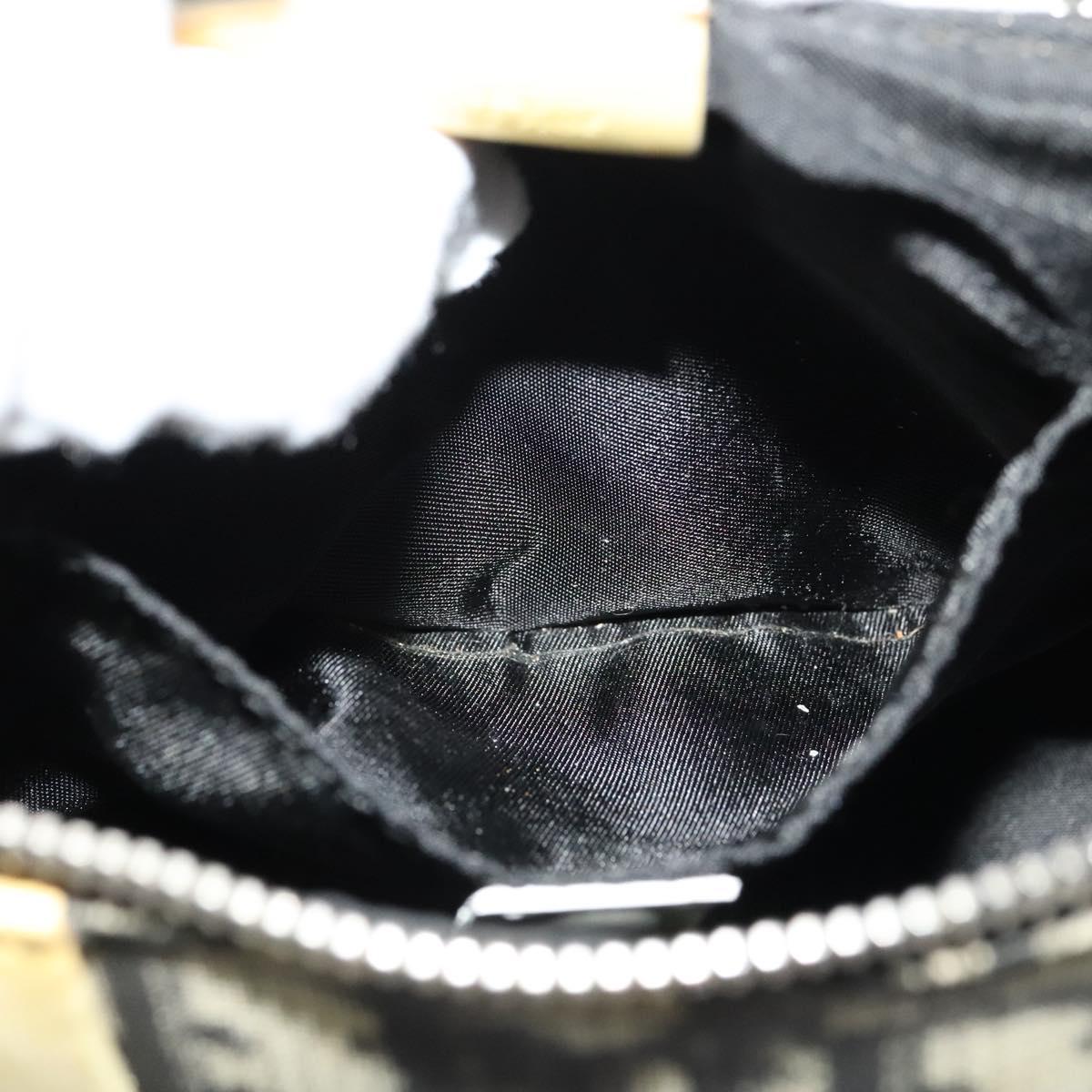 Christian Dior Trotter Canvas Shoulder Bag Black Silver Auth gh722