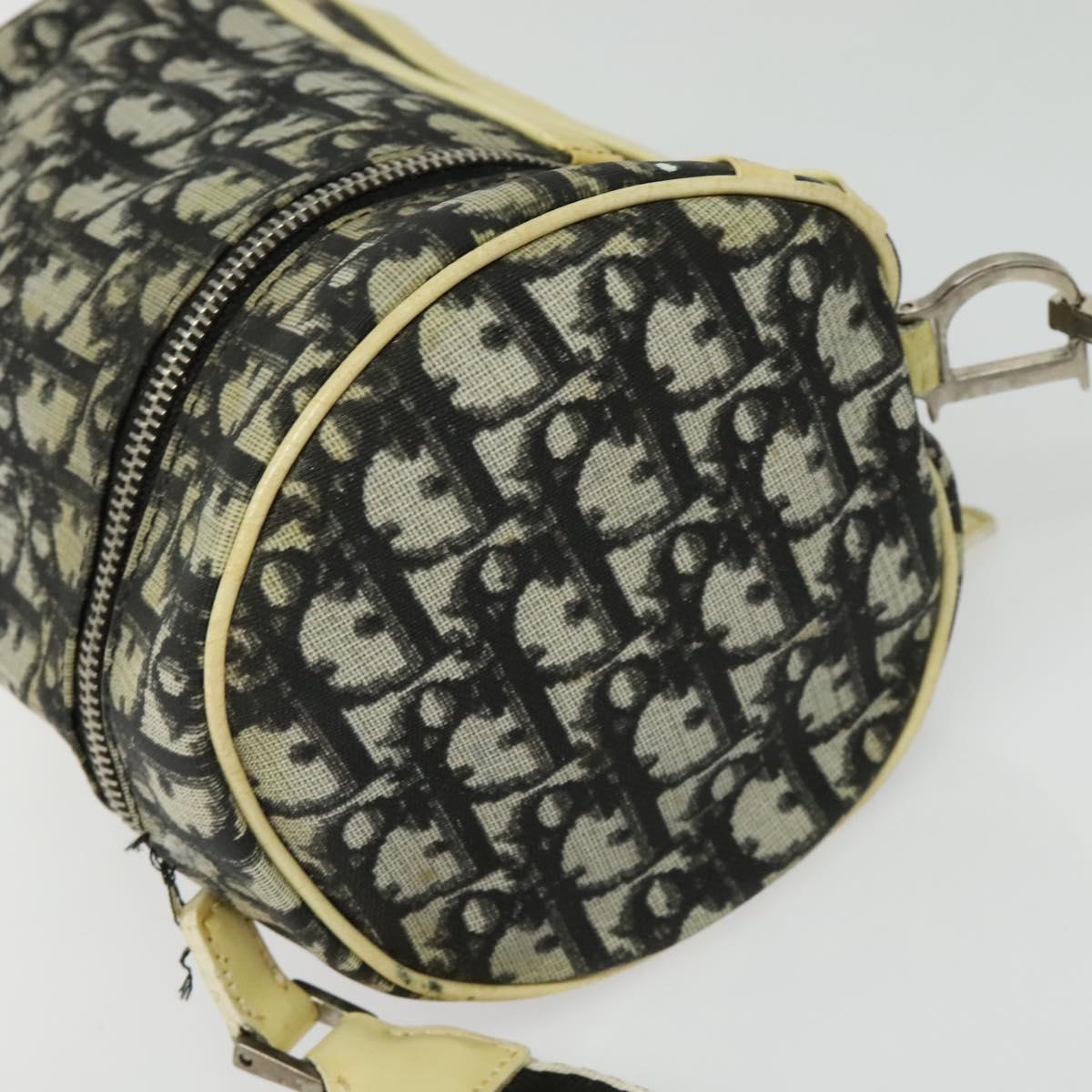 Christian Dior Trotter Canvas Shoulder Bag Black Silver Auth gh722