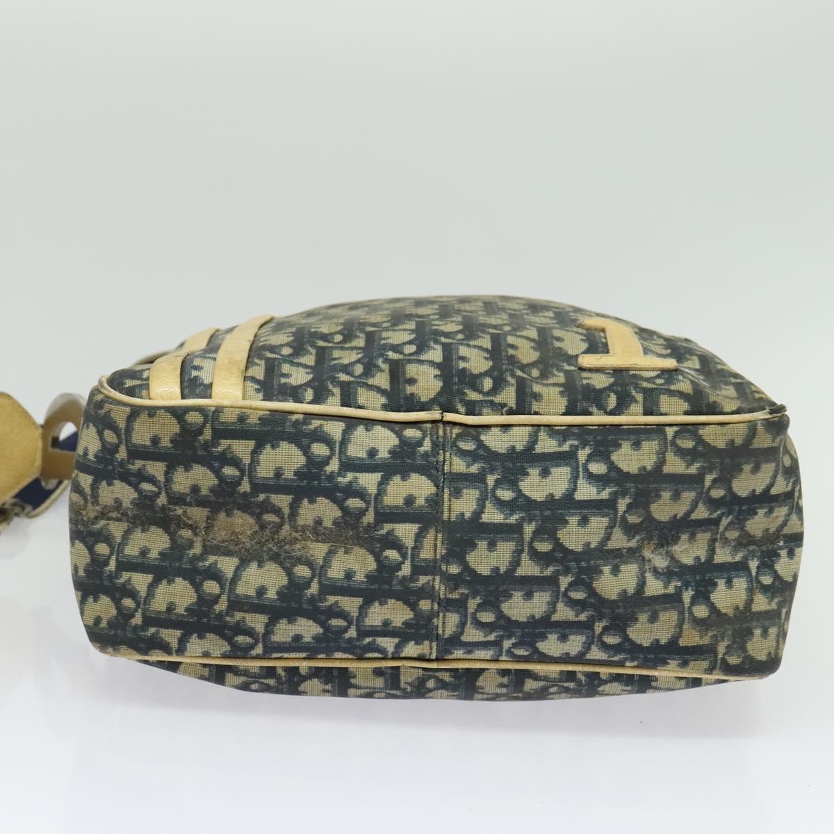 Christian Dior Trotter Canvas Shoulder Bag Navy Silver Auth gh726