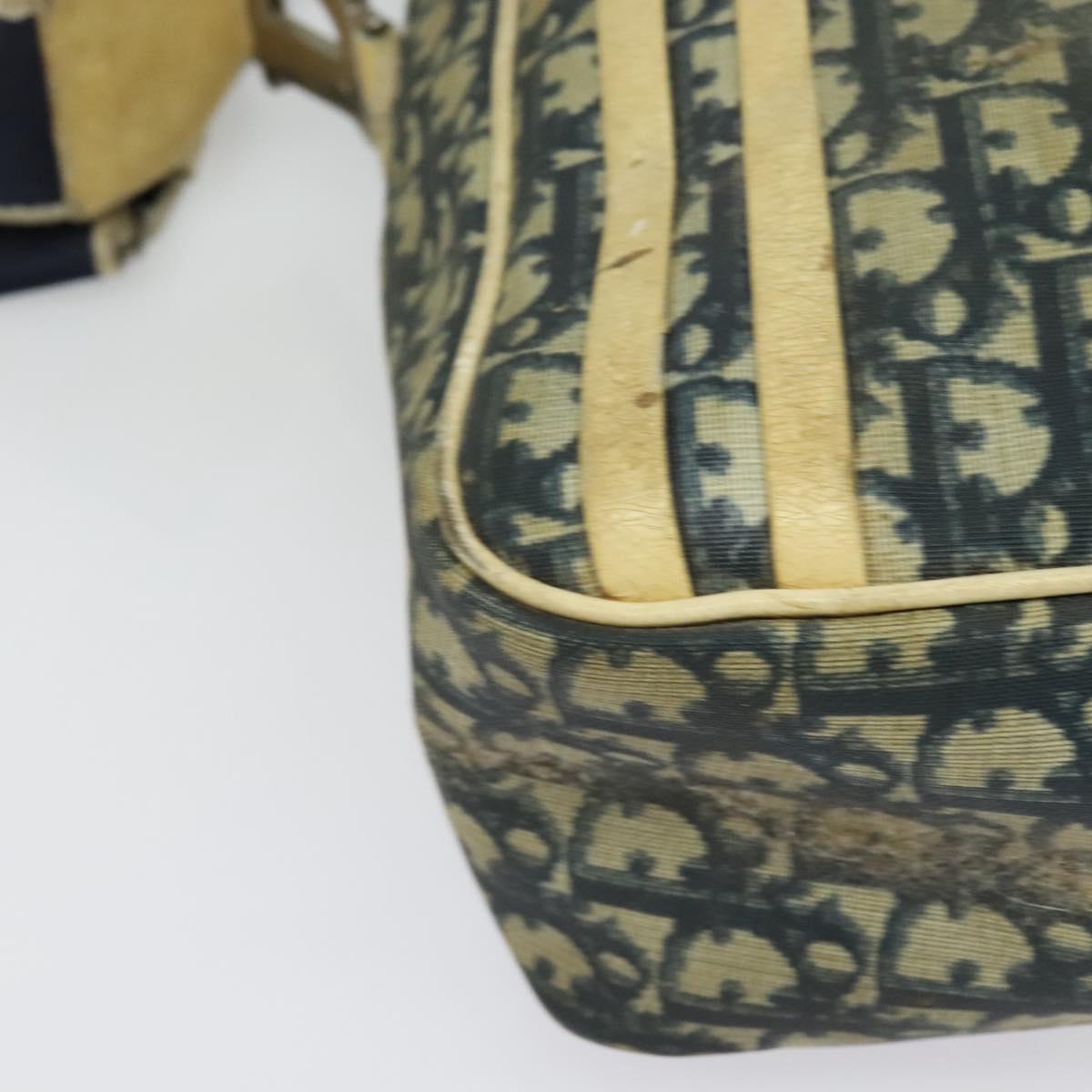 Christian Dior Trotter Canvas Shoulder Bag Navy Silver Auth gh726