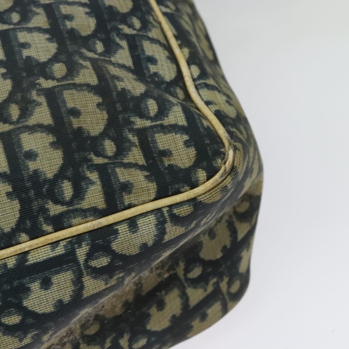 Christian Dior Trotter Canvas Shoulder Bag Navy Silver Auth gh726