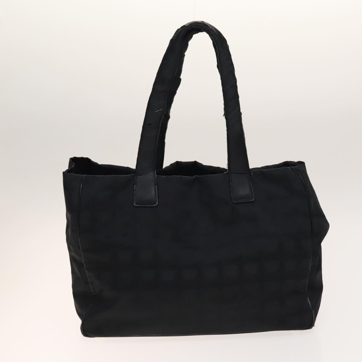 CHANEL New Travel line Tote Bag Nylon 2 Set Beige Black CC Auth gh728