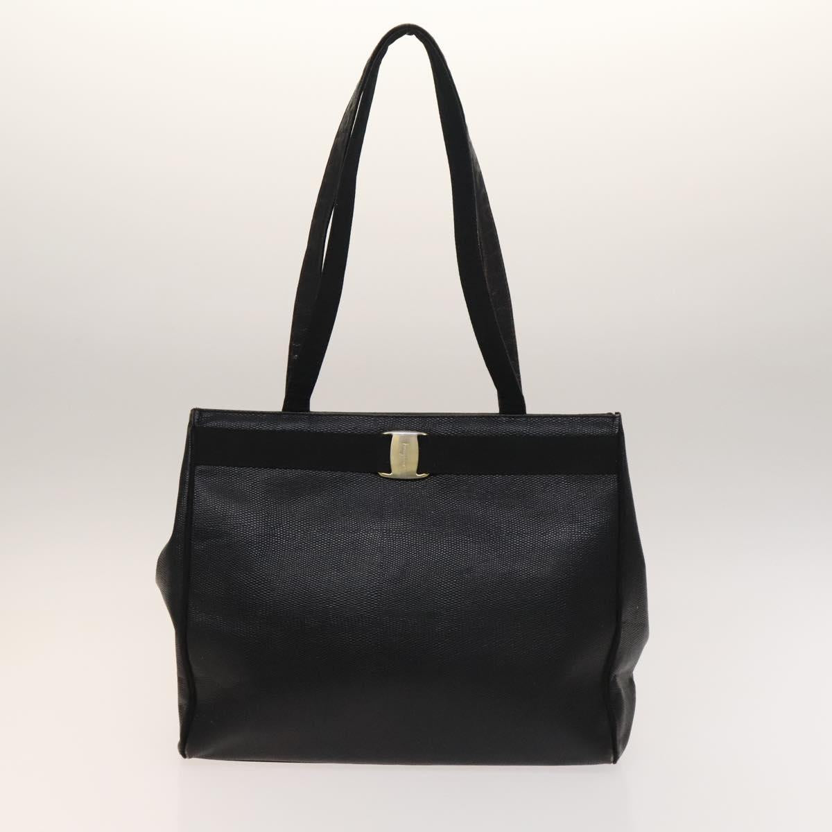 Salvatore Ferragamo Tote Bag Leather 2Set Black Auth gh736