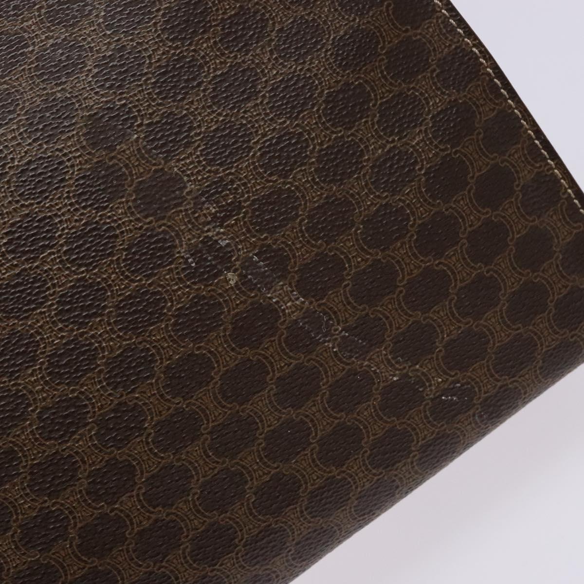 CELINE Macadam Canvas Hand Bag PVC Leather Brown Gold Auth gh737
