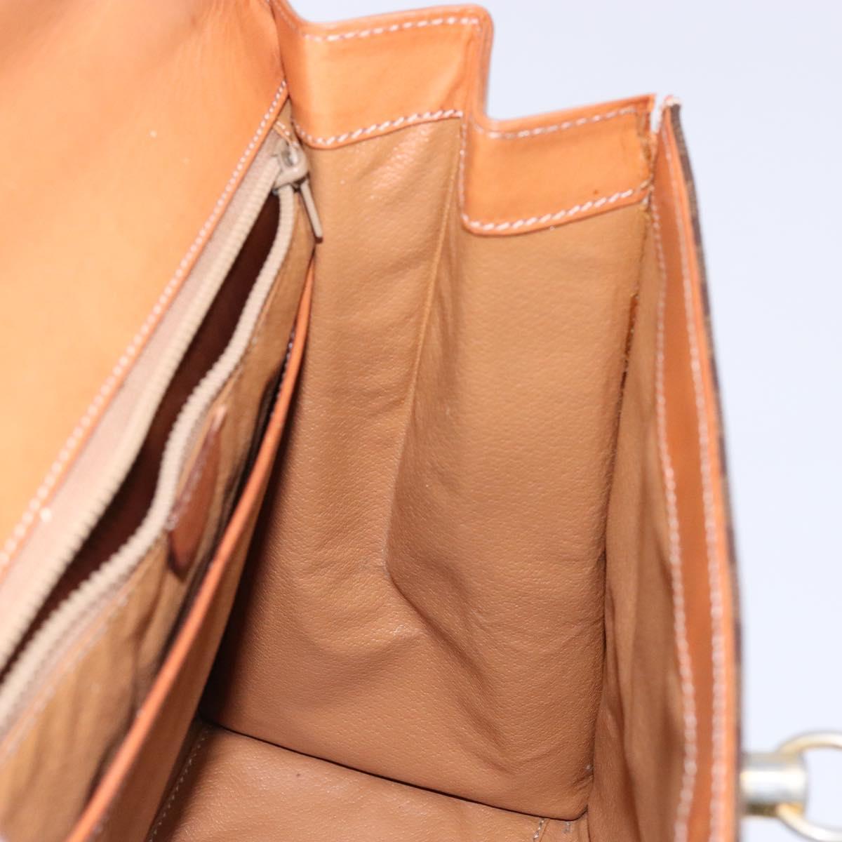 CELINE Macadam Canvas Hand Bag PVC Leather Brown Gold Auth gh737