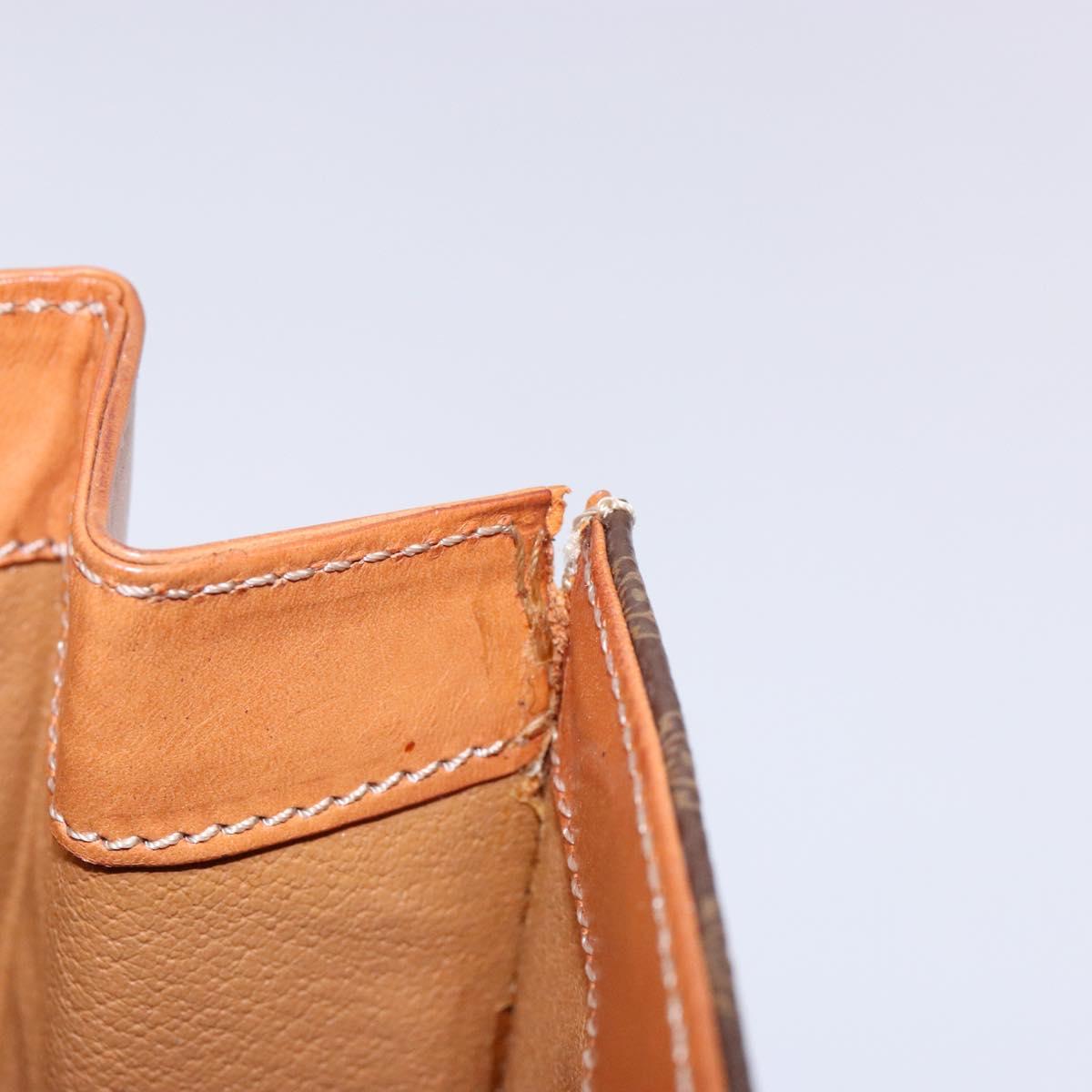 CELINE Macadam Canvas Hand Bag PVC Leather Brown Gold Auth gh737