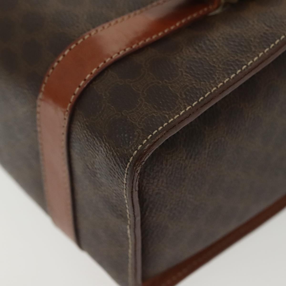 CELINE Macadam Canvas Hand Bag PVC Leather Brown Gold Auth gh739