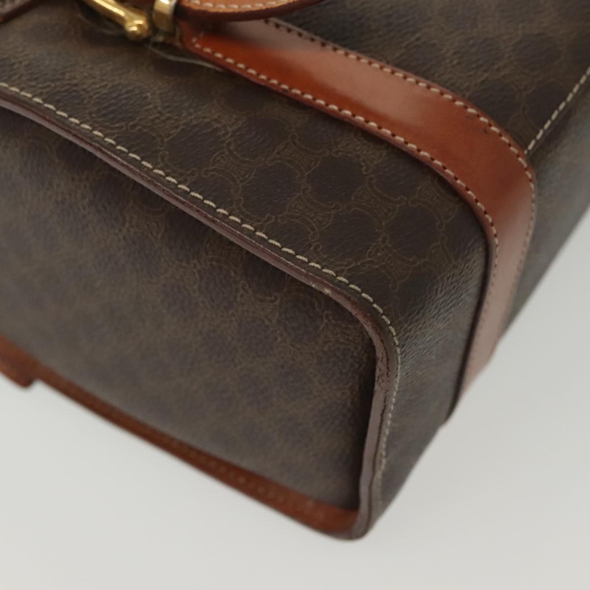 CELINE Macadam Canvas Hand Bag PVC Leather Brown Gold Auth gh739