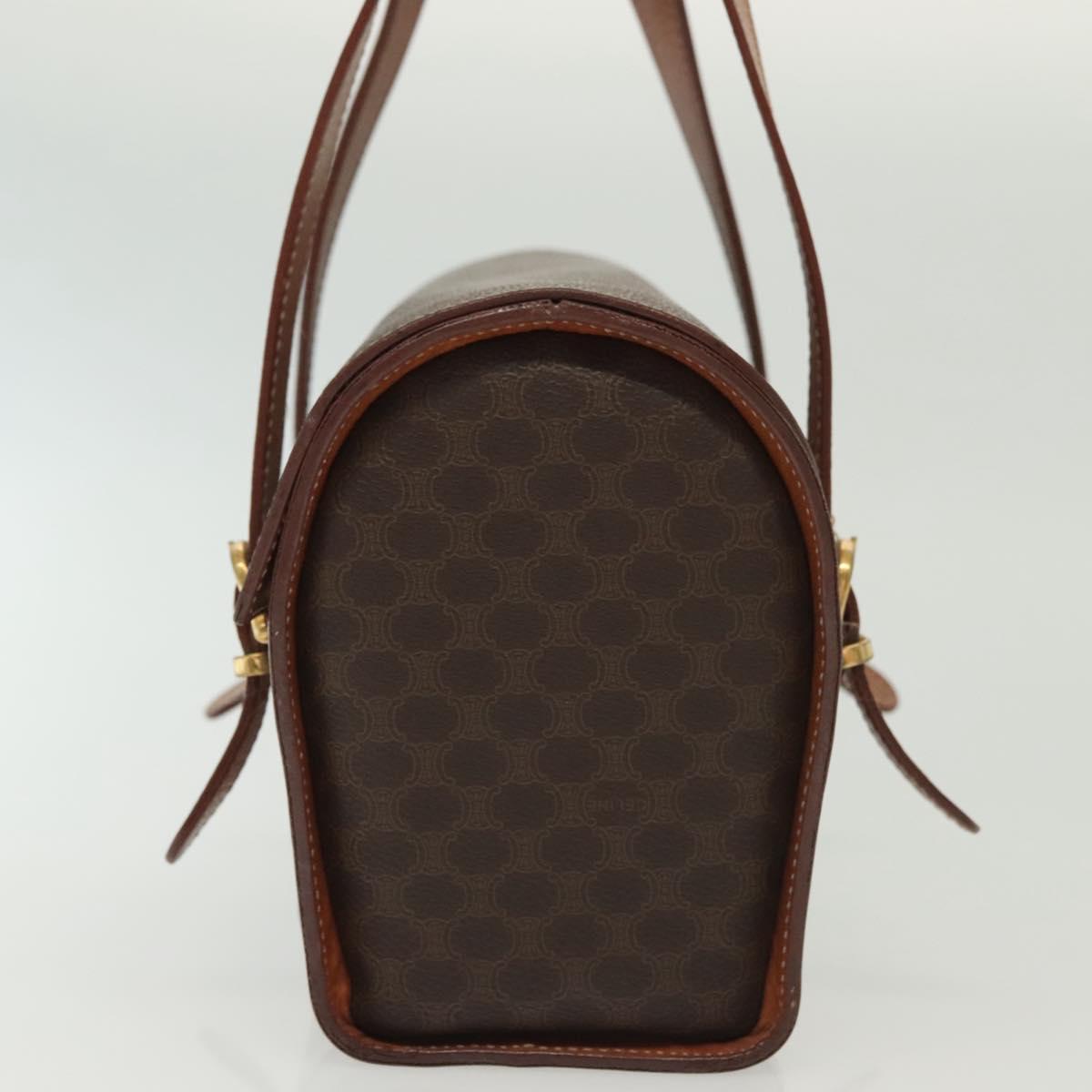 CELINE Macadam Canvas Hand Bag PVC Leather Brown Gold Auth gh739