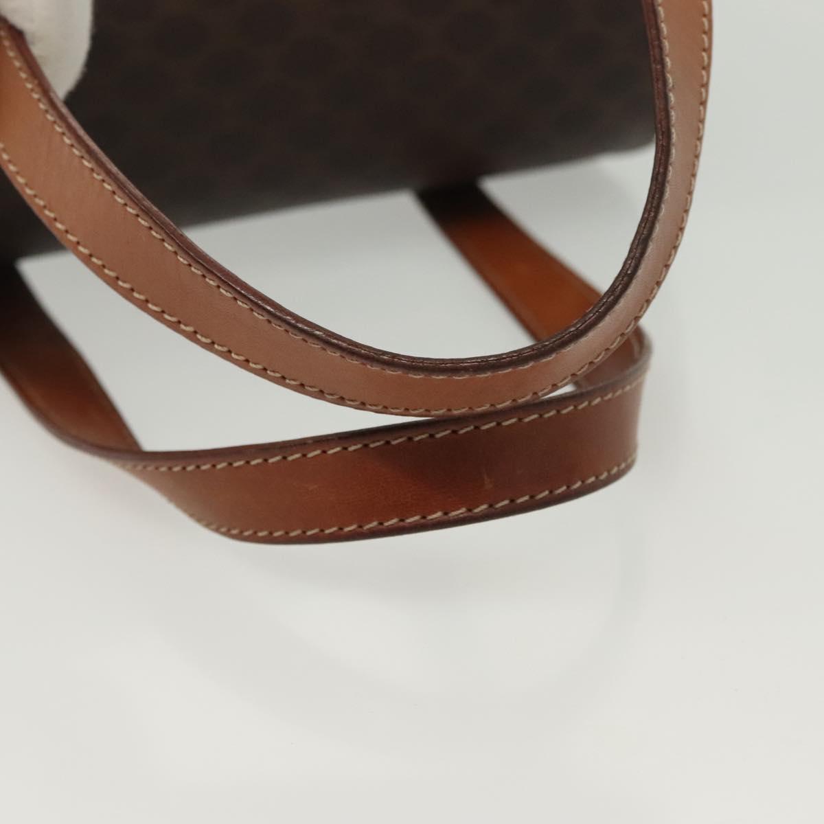 CELINE Macadam Canvas Hand Bag PVC Leather Brown Gold Auth gh739