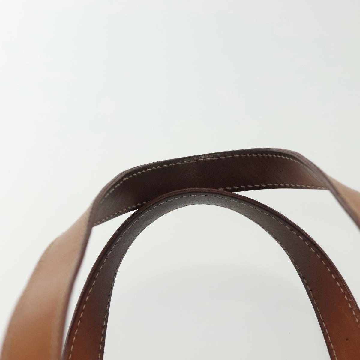 CELINE Macadam Canvas Hand Bag PVC Leather Brown Gold Auth gh739