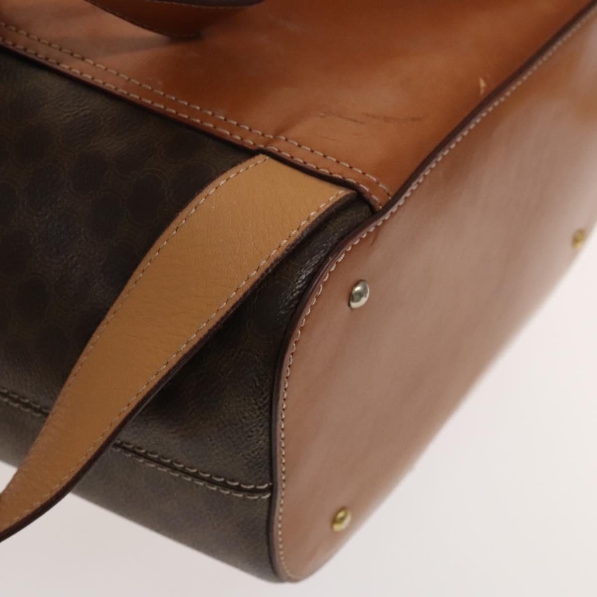 CELINE Macadam Canvas Backpack PVC Leather Brown Gold Auth gh742