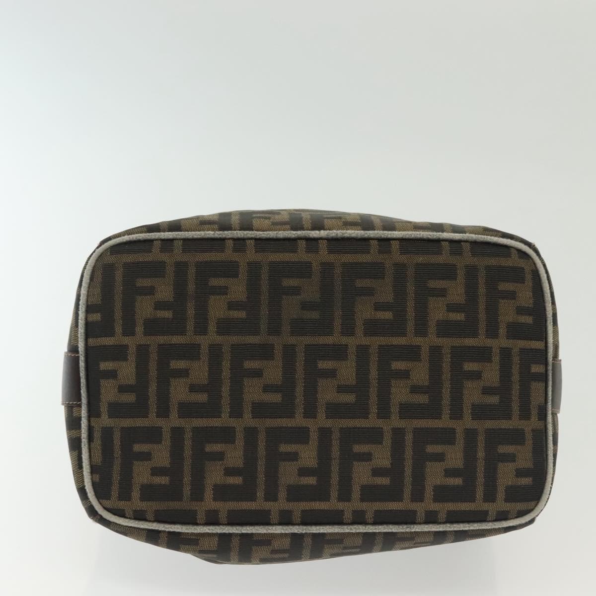 FENDI Zucca Canvas Vanity Pouch Black Brown gold Auth gh745