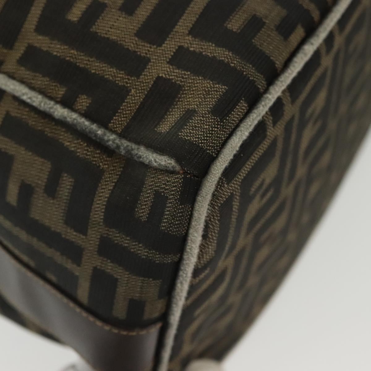 FENDI Zucca Canvas Vanity Pouch Black Brown gold Auth gh745