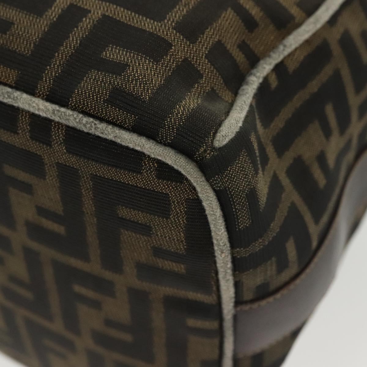 FENDI Zucca Canvas Vanity Pouch Black Brown gold Auth gh745