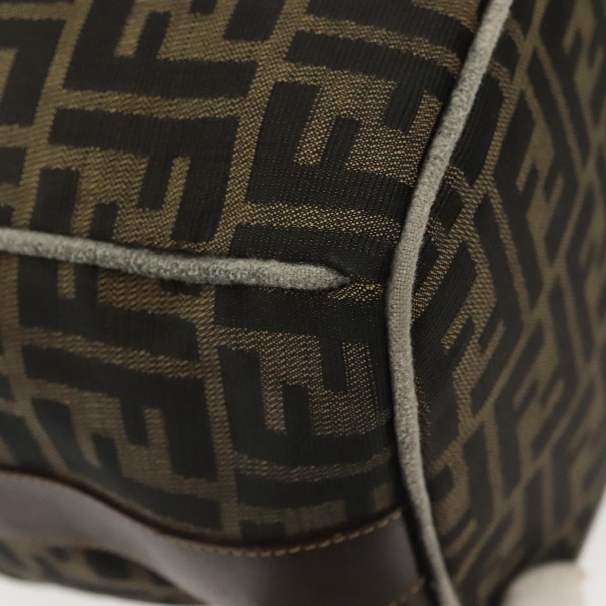 FENDI Zucca Canvas Vanity Pouch Black Brown gold Auth gh745