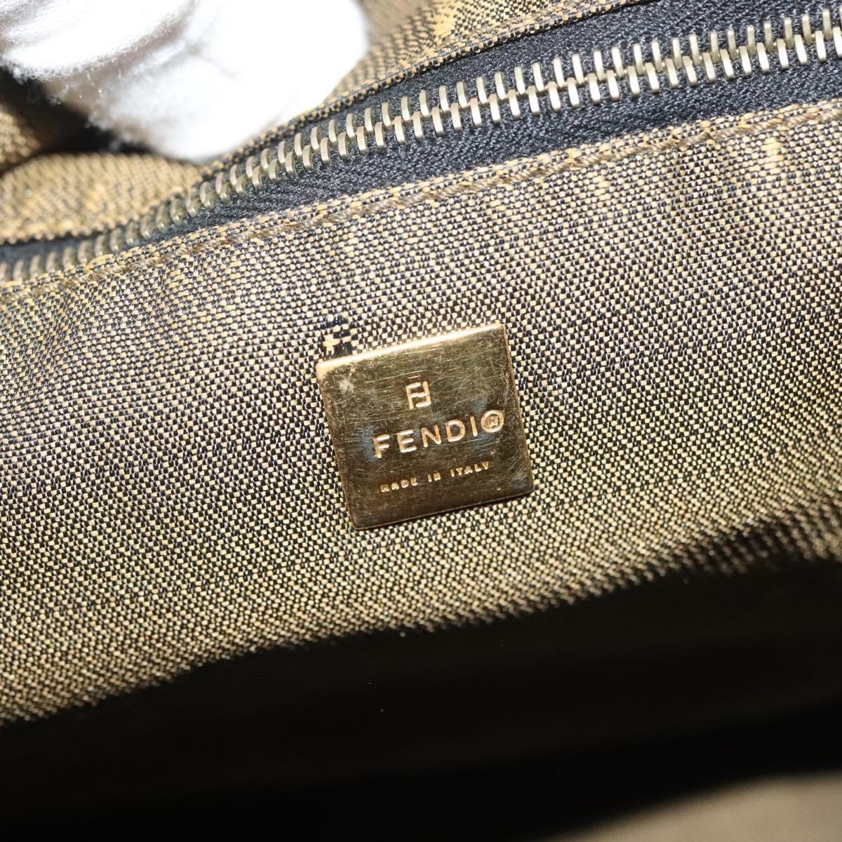 FENDI Zucca Canvas Vanity Pouch Black Brown gold Auth gh745