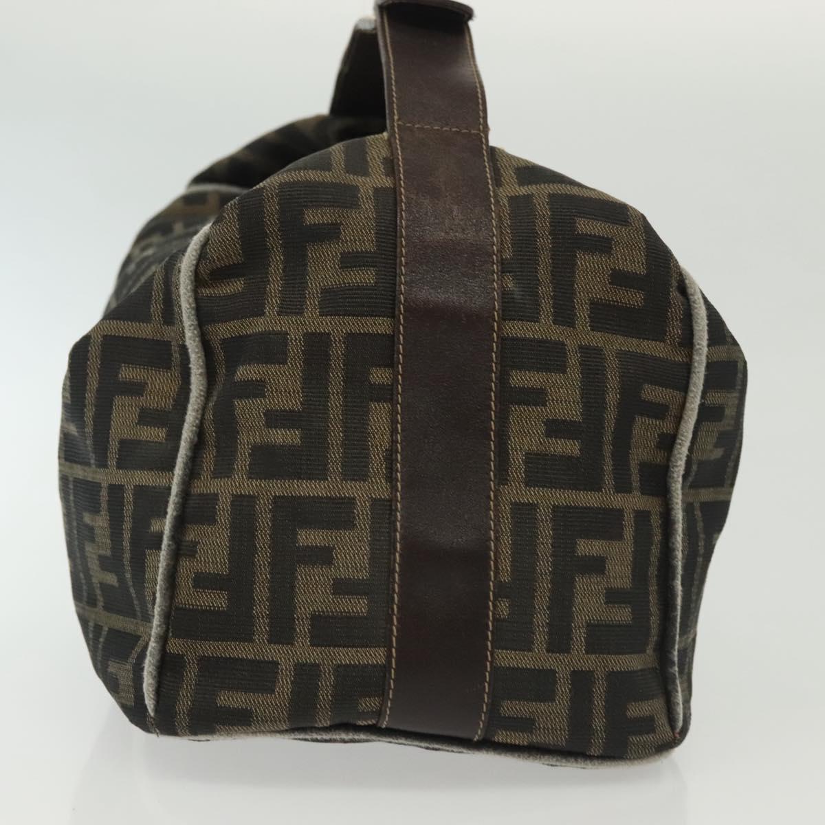 FENDI Zucca Canvas Vanity Pouch Black Brown gold Auth gh745