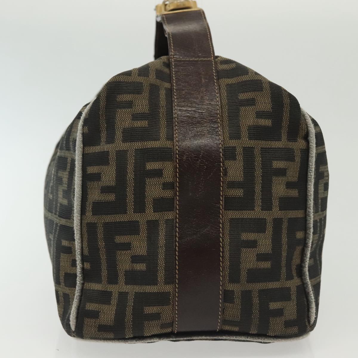 FENDI Zucca Canvas Vanity Pouch Black Brown gold Auth gh745