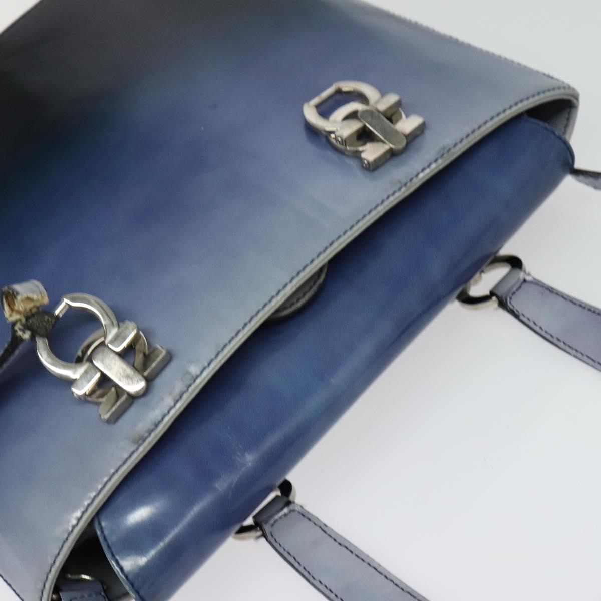 Salvatore Ferragamo Gancini Tote Bag Leather 2way Purple Silver Auth gh748