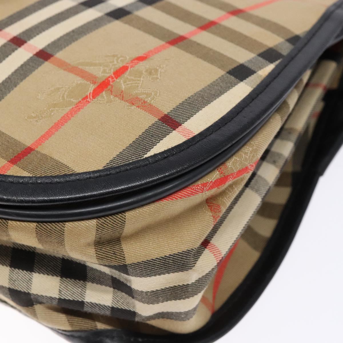 Burberrys Nova Check Shoulder Bag Canvas Beige Gold Auth gh749